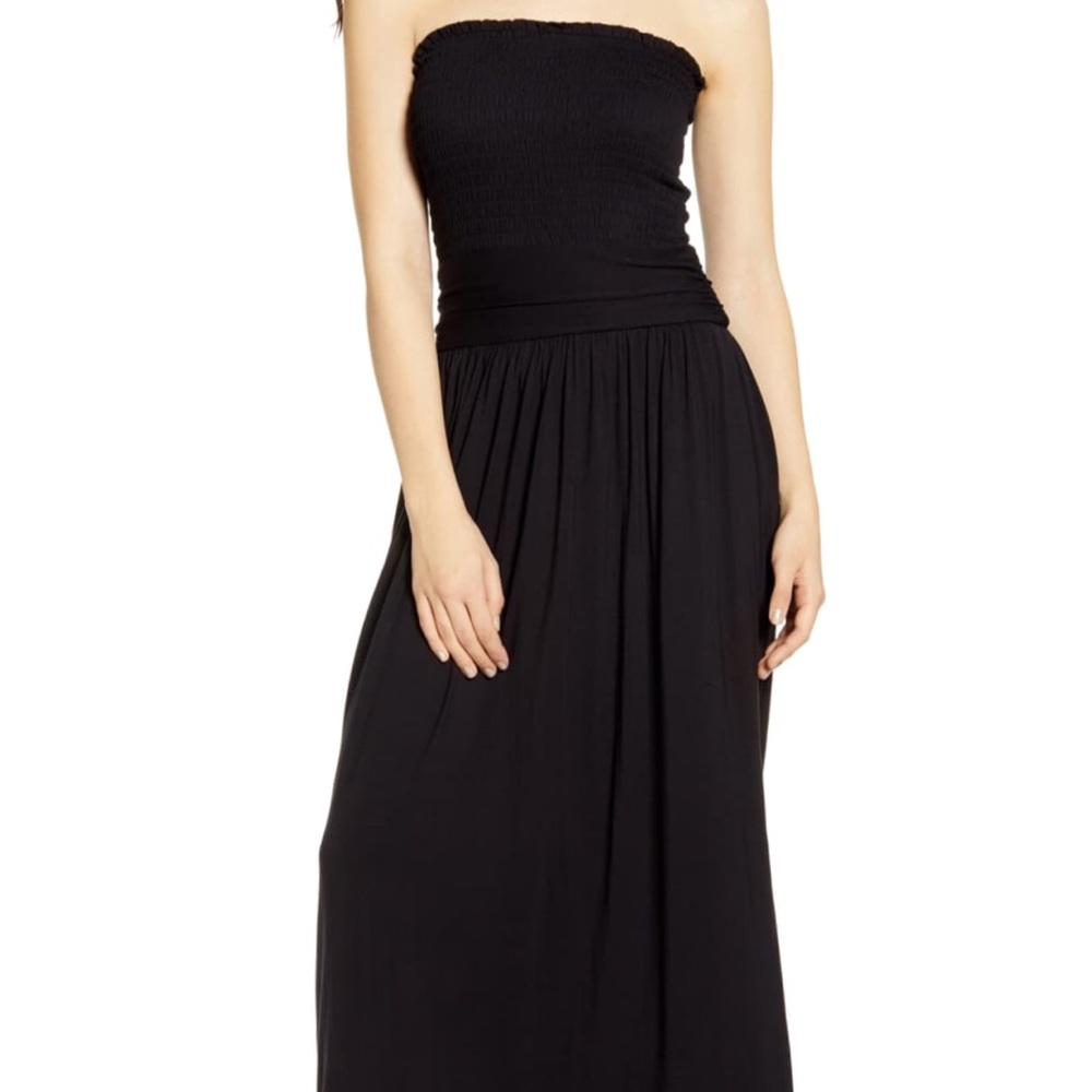 Strapless Smocked Bodice Breezy Maxi Dress